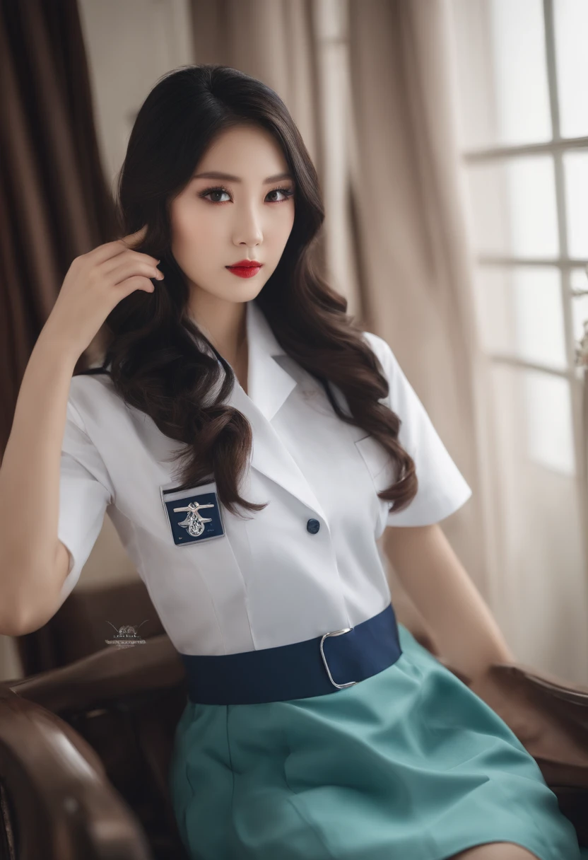 nurse、Asian Beauties、full bodyesbian、nurse's uniform、Black long hair、eyes large、