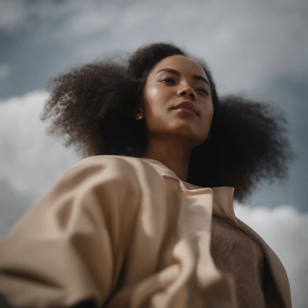 photo of a young 18 years old black woman,  street photography downtown New Orleans, from below,  finely detailed skin, rim lighting, hard lighting, ((hasselblad photography)) (8K, 16k, uhd, dslr), (RAW photo:1.2), (best quality:1.4), (high quality:1.4), (masterpiece:1.2), (realistic:1.3), (photo-realistic:1.4), ultra-detailed, (grainy:0.4)