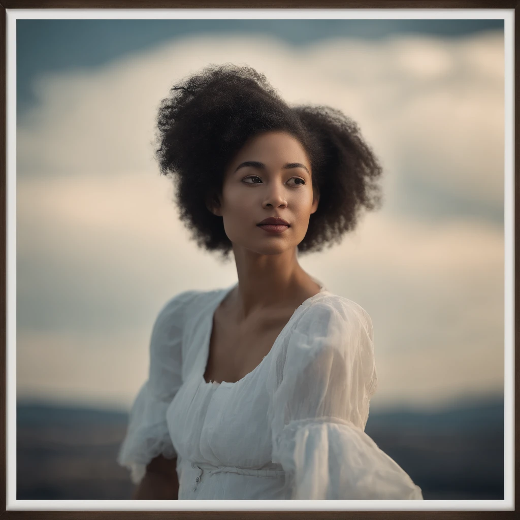 masterpiece, top quality, cinematic stills, one girl, floating in the sky, cloud girl, clouds, (close-up: 1.1), bright, happy, fun, soft lighting, (Bauhaus, shape, line, abstract: 1.1), panda ears