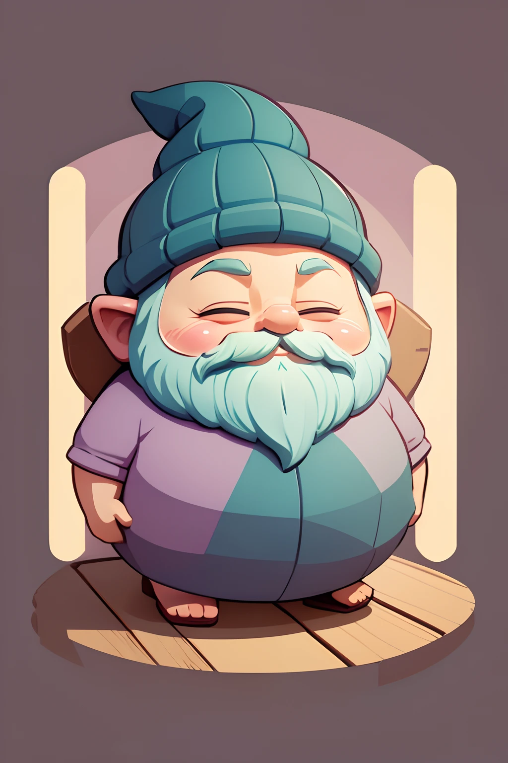 emblem logo of a gnome in a sauna, pastel colors, 2D flat vector graphics, 1:1 ratio, front view