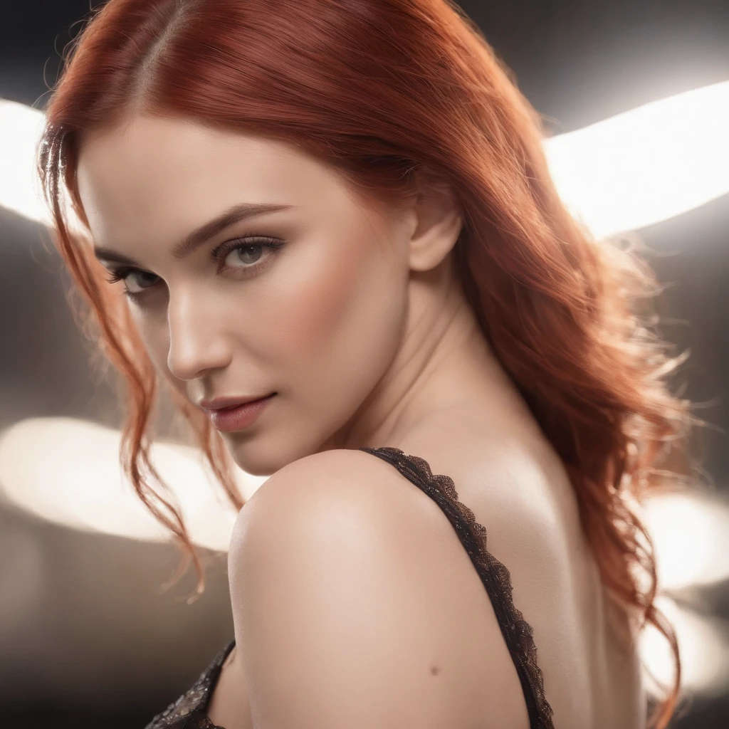 Beautiful girl, lingerie transparente, red hair, seios perfeitos, cinemactic, master part, sorriso sedutorFoto hiper realista, andar de corpo inteiro, (de uma mulher bonita), she's in the club, Beautiful and detailed fascinations, olhar cativante com seus belos olhos cinzas, anatomia perfeita, posing in front of a reflex camera, com luz natural e brilhante, reflete a luz e brilha em seus lindos cabelos ruivos ondulados e macios, vestido na moda uma topmodel, with great self-confidence, 8k UHD, uma obra-prima, 3D rendering, red head, red head, cabelos ruivos brilhantes