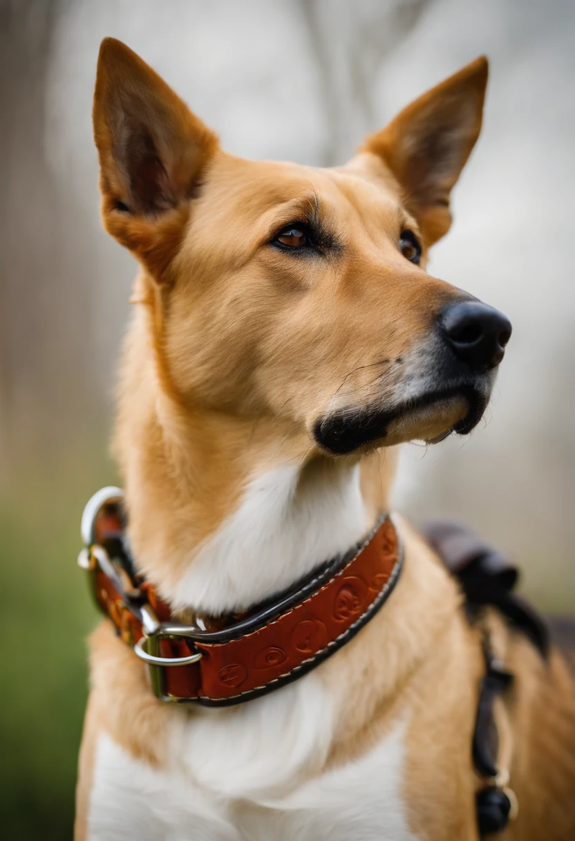 The yellow dog with his new collar