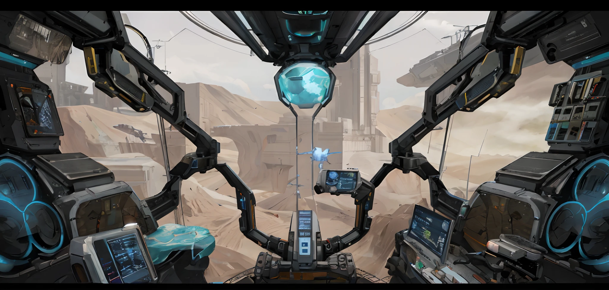 There's a view of a Sci-Fi spaceship from the inside, Arte conceitual do jogo FPS, Future science fiction. Jogo CG, gameplay screenshot with ui, Conceito de jogo FPS, sci-fi space game art, captura de tela em primeira pessoa, Captura de tela de jogabilidade interior, arte do jogo ultra detalhada, Captura de tela do videogame>, jogabilidade ainda, arte detalhada do jogo, vista em primeira pessoa