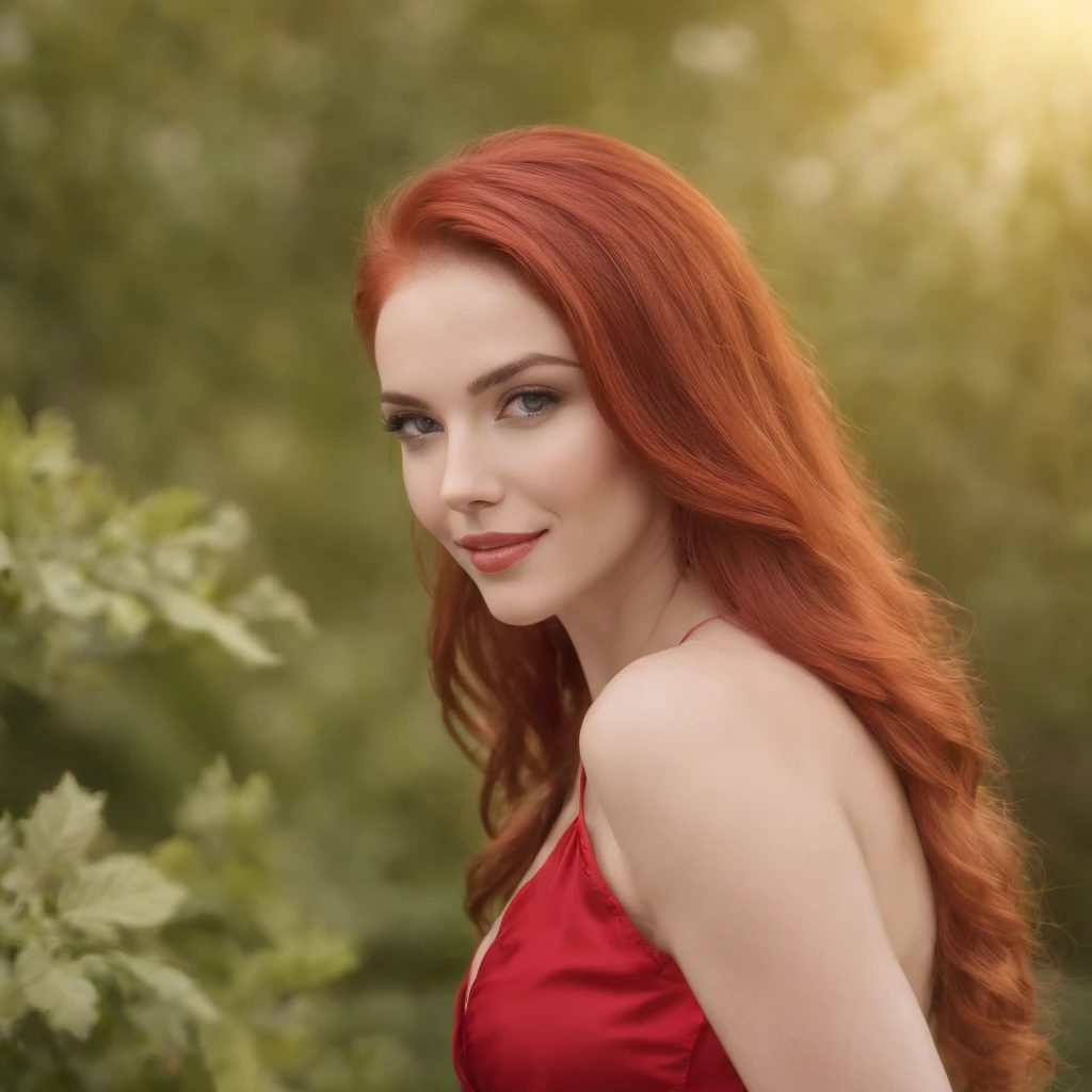 Beautiful girl, lingerie transparente, red hair, seios perfeitos, cinemactic, master part, sorriso sedutorFoto hiper realista,  (de uma mulher bonita), she's on top of a mountain Beautiful and detailed fascinations, olhar cativante com seus belos olhos verdes, anatomia perfeita, posando olhando para o horizonte , com luz natural e brilhante, reflete a luz e brilha em seus lindos cabelos ruivos ondulados e macios, vestido na moda uma topmodel, with great self-confidence, 8k UHD, uma obra-prima, 3D rendering, red head, red head, cabelos ruivos brilhantes