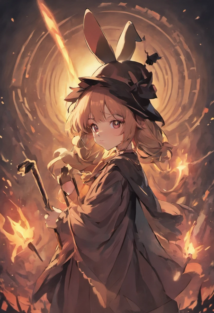 A rabbit bunny wearing a witch hat