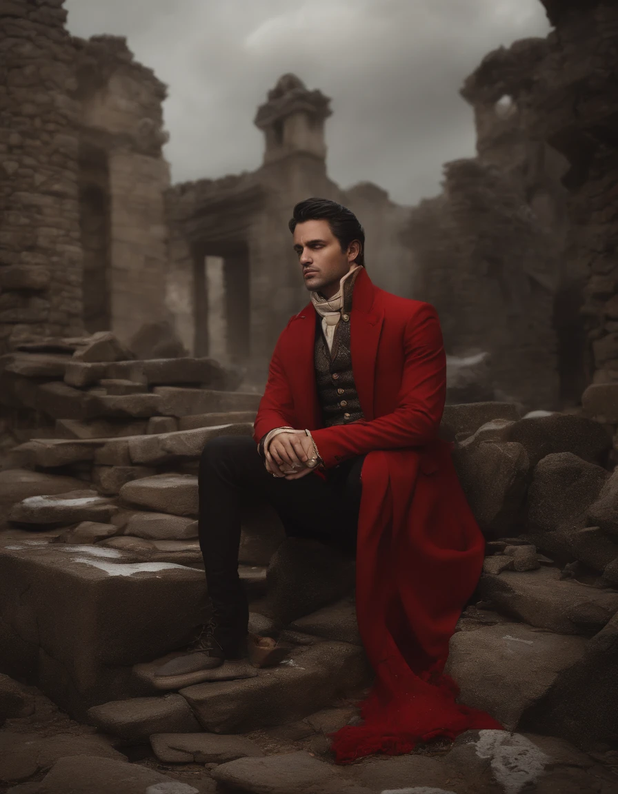 (extremely detailed CG unity 8k wallpaper),(Masterpiece), (Best Quality), (Ultra-detailed), (Best illustration),(better shadow), (Sharp eyeliner, eyeshadows, 詳細な目:1.1), (Ruins, destruction, cobblestone, snowing:1.2), Cowboy shot, ,BREAK, FNK, (Red envelope on your lap, emotionless, Tears, PTSD, Torn clothes, damaged, Dirty, on the knees:1.1),