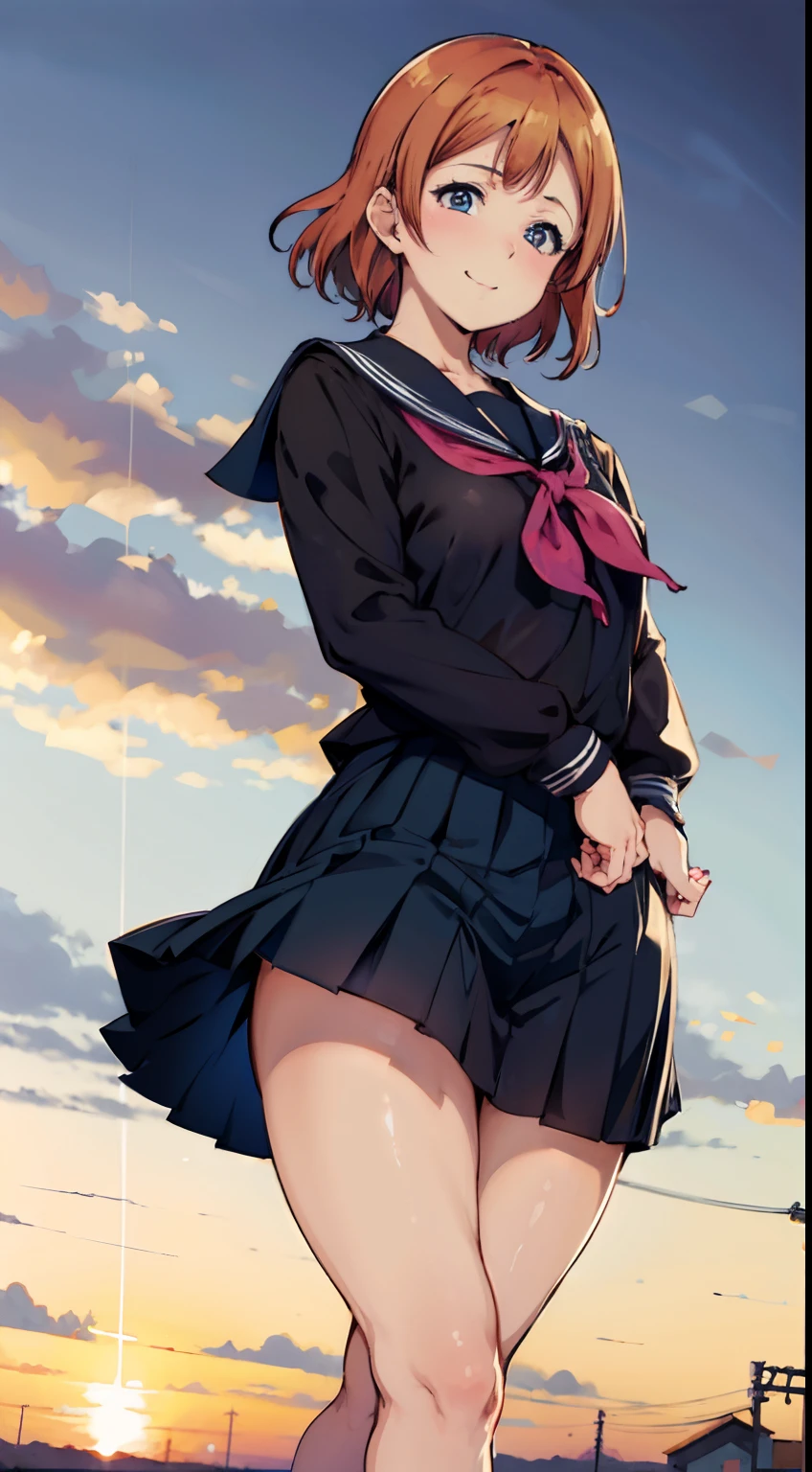 (8K、top-quality、​masterpiece:1.2)、(realisitic、ultra-detailliert、超A high resolution,beautifull detailed face,perfect body,((nighttime)),perfect lighting,constriction,beautiful detailed skin,skin texture,(1giri,izumi isozaki,very short perm hair:1.5),(school uniform,purple sailor suit,white tie,in i's style:1.5),in classroom,smie:1.5,full face blush:1.2,skirt lift:0.8,angel from behind