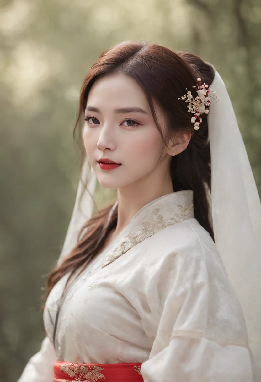 superb best quality, Master parts, high resolution, 1girll, Be red in the face, (seduct smile: 0.8), starpupil, Chinese Hanfu, Hair accessories, choker necklace, jewely, pleasing, Show on the_body, Tyndall effect, Realistic, Shade room, Embroidery of light, Dual-pass lighting, (highdetailskin: 1.2), 8K UHD, Slr, the soft light, high high quality, Volume lighting, candid photo of, high resolution, 4K, 8K, The background is blurred out, Real Human