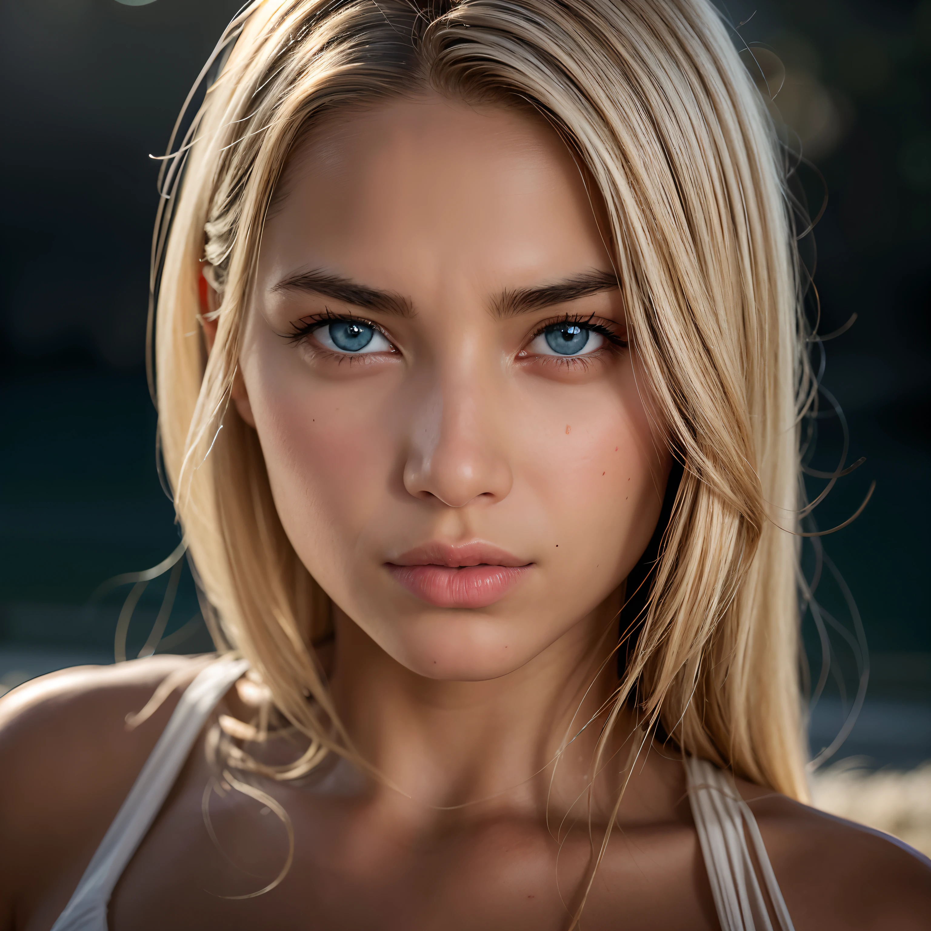 exact same image, without reflections of light in eyes, with perfect round iris of the eyes