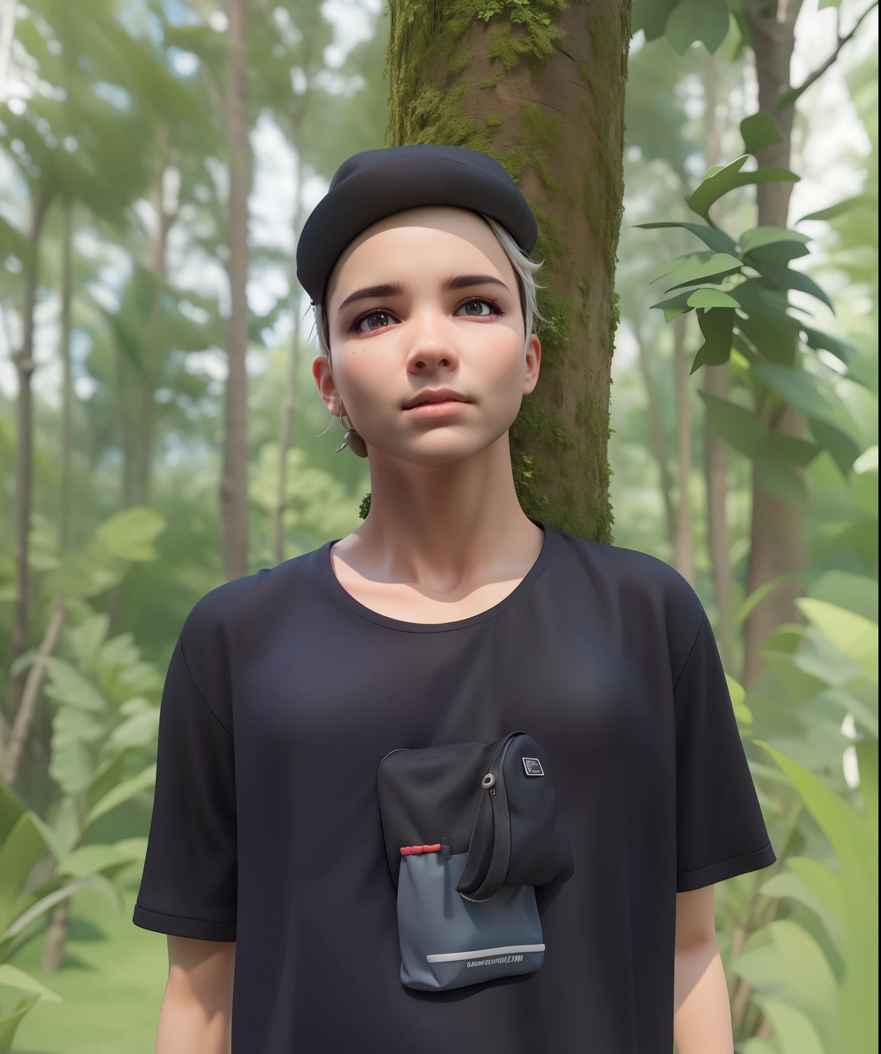 There is a poster with a cartoon character in a hat and backpack, female explorer mini cute girl, walking in the wilderness, flower jungle, animation style rendering, cute 3 D rendering, small characters. Unreal Engine 5, stylized anime, cute detailed digital art, Atey Ghailan 8 K, stylized 3D rendering, adventure surreal rendering, anime style 3D, 3D rendering stylized