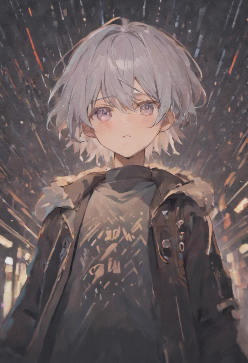 (Boy with gray hair, Strong gaze, Perforated agers:1.2）Hairstyle reference，Shigego Gojo