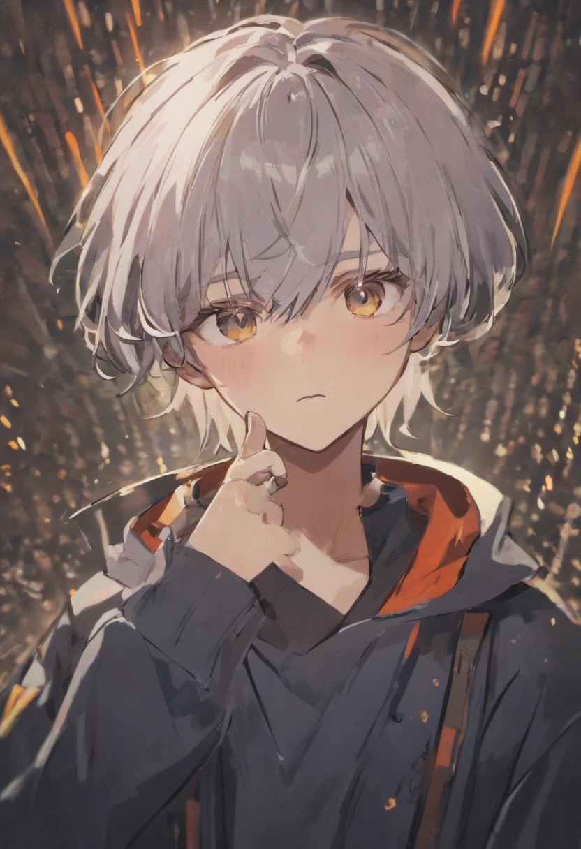 (Boy with gray hair, Strong gaze, Perforated teenagers:1.2）Hairstyle reference，Shigego Gojo