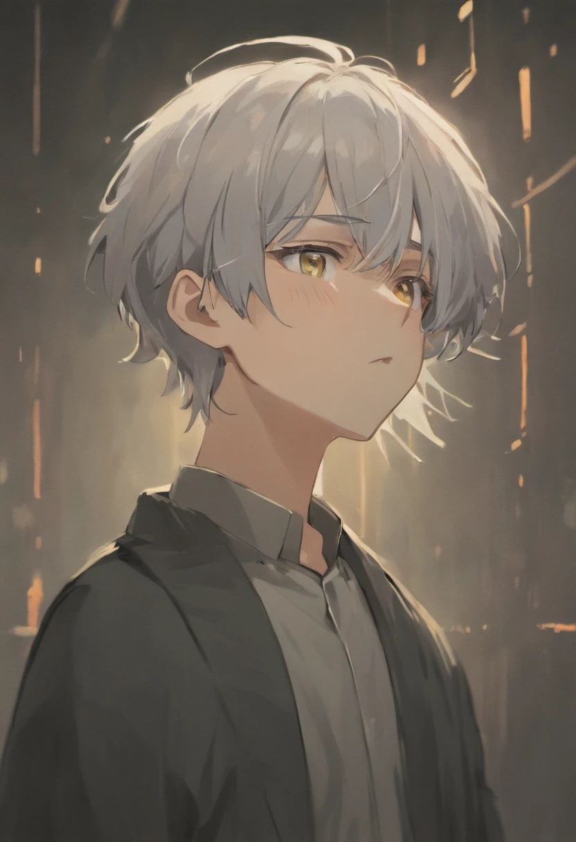 (Boy with gray hair, Strong gaze, Perforated teenagers:1.2)Hairstyle reference,Shigego Gojo