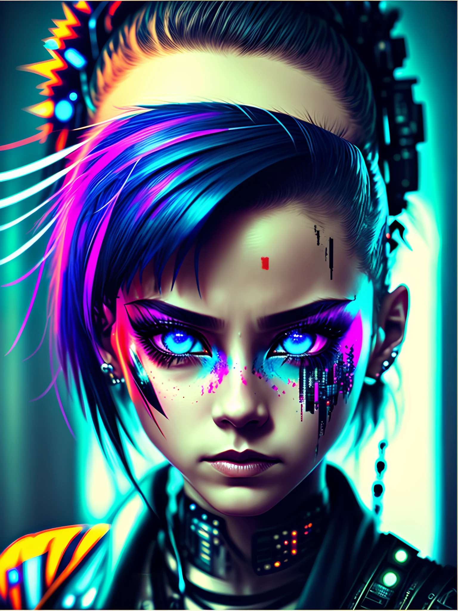 Melancholic eyes sci-fi cyberpunk