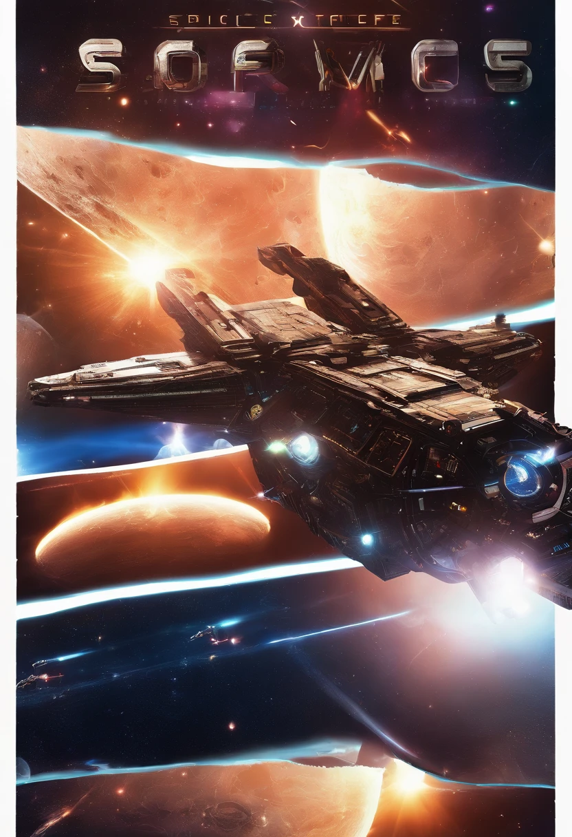 kosmos，An alien warship that emits golden light，super exquisite details，Aurora chase，Extreme light and shadow，dark space background，Futuristic，Science fiction elements，Ultra photo realsisim，Barren planet，（Ultra-wide angle 1.3），star war，Laser weapon，Epic space wars，Cinematic lighting effects，（Movie poster 1.3），（Multi-ship 1.3），（Magnificent Battlefield 1.3）8K，（Ultimate texture1.3）（Super reflex 1.2）Unreal Engine 5
