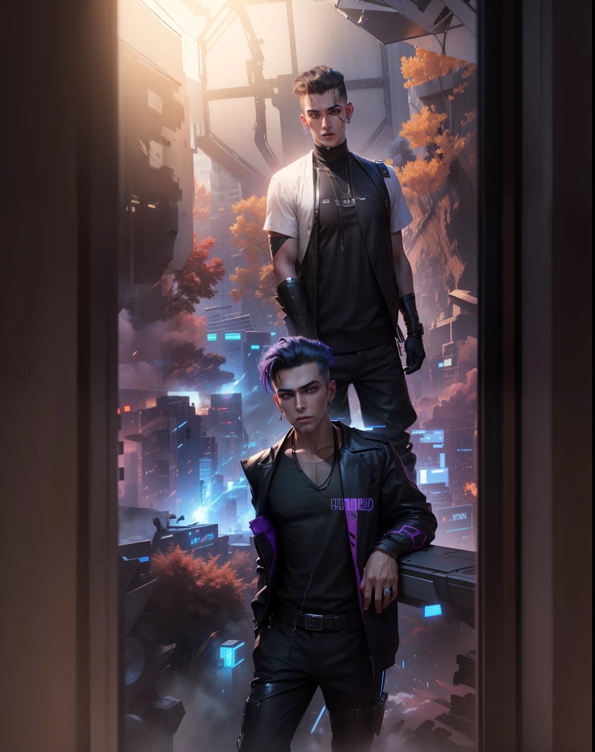 Change background cyber punk handsome boy, realistic face, 8k ultra realistic ๐๐๐๐๐๐ ๐๐๐๐๐๐๐๐ ๐๐๐,
