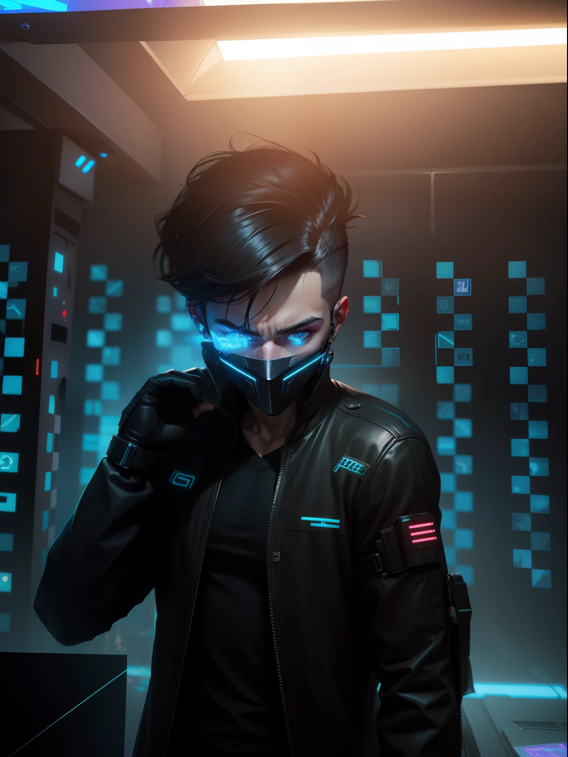 Change background cyberpunk handsome boy.realistic face.8k Ultra realistic.