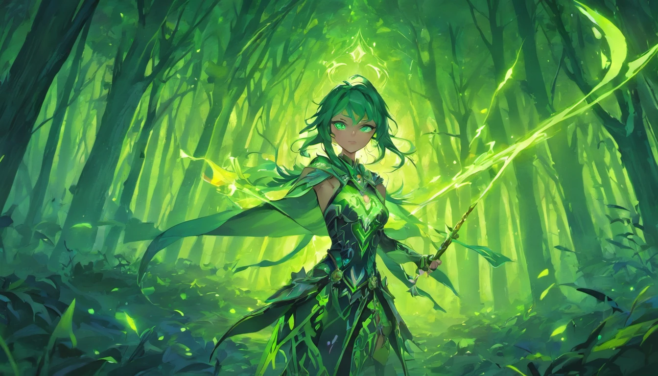 night elf,assassin,healer,blue eyes,green eyes,warcraft,wow,fantasy world,dark forest,beautiful glowing eyes,female ,glowing forest