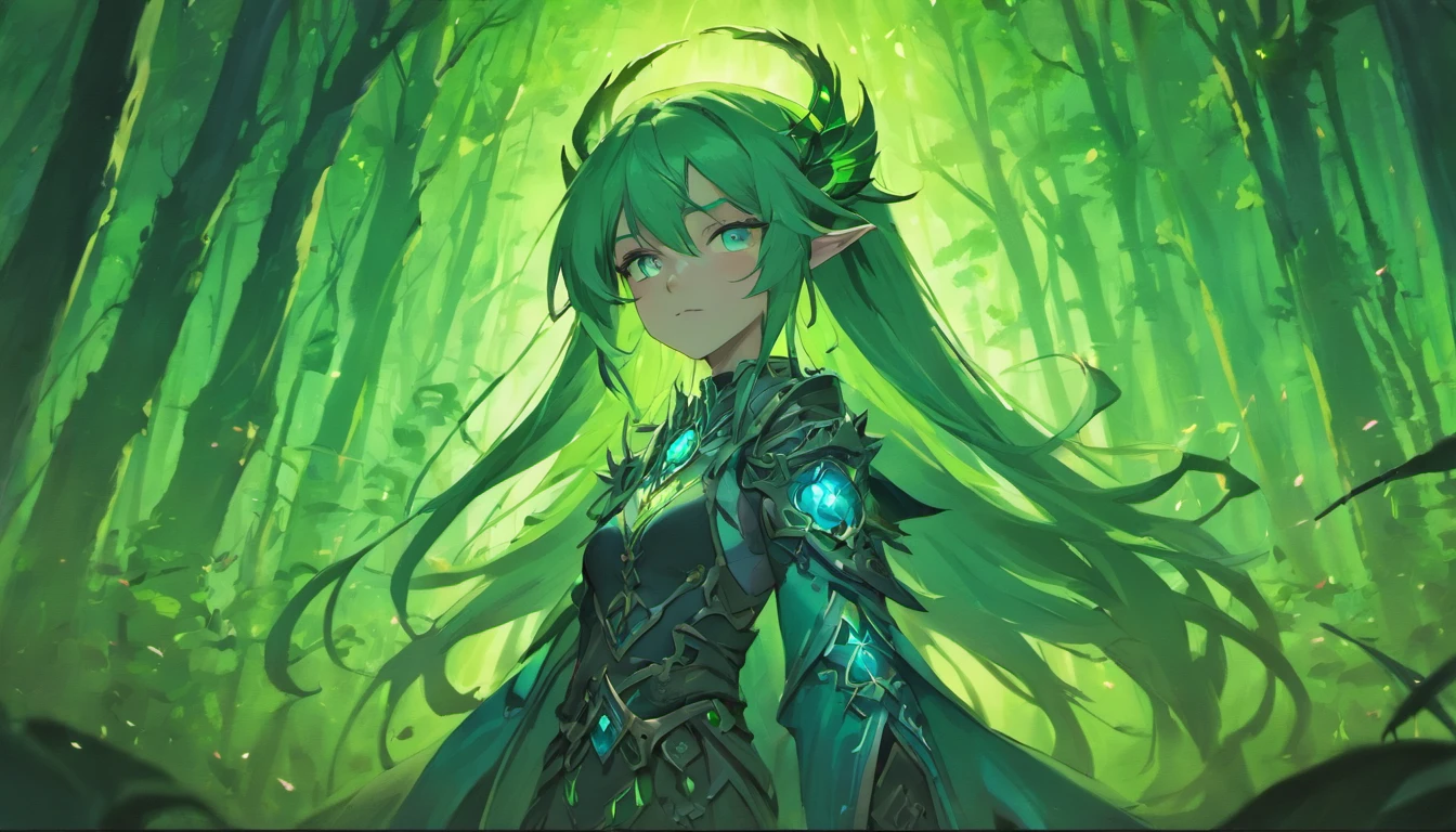 night elf,assassin,healer,blue eyes,green eyes,warcraft,wow,fantasy world,dark forest,beautiful glowing eyes,female ,glowing forest