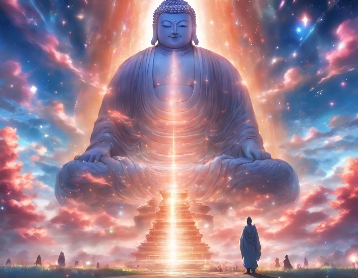 Interstellar，Endless space，The huge Maitreya Buddha statue rushed towards the huge space-time tunnel，ssee-through，depth of fields，((Masterpiece))，(Best quality))，Magnificent space image scene，surrealism, Super detail, ccurate, Best quality, hyper HD, Masterpiece, Anatomically correct, A high resolution, 16k