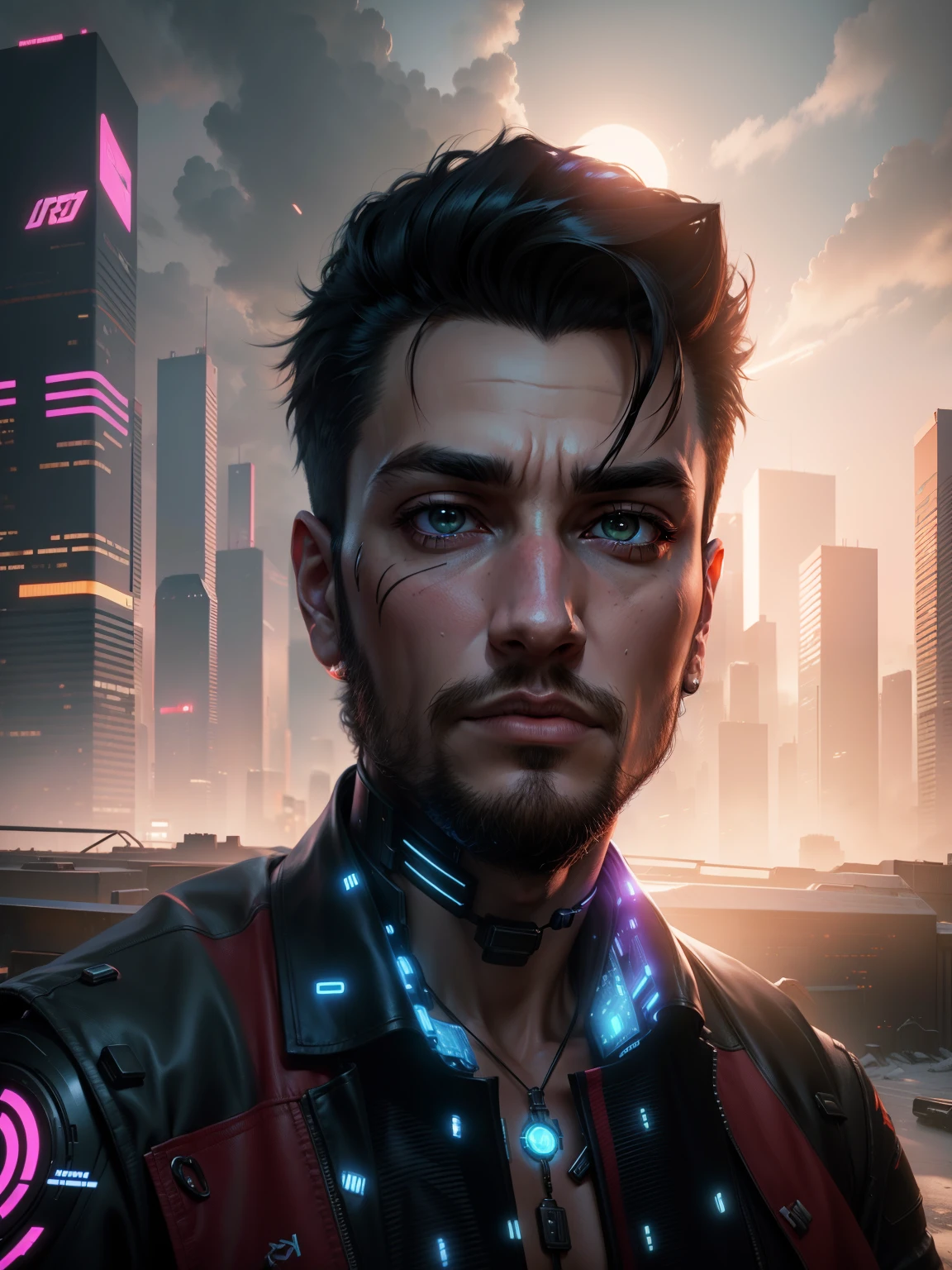 Change Background, cyberpunk, handsome boy, realistic face, 8k ultra realistic