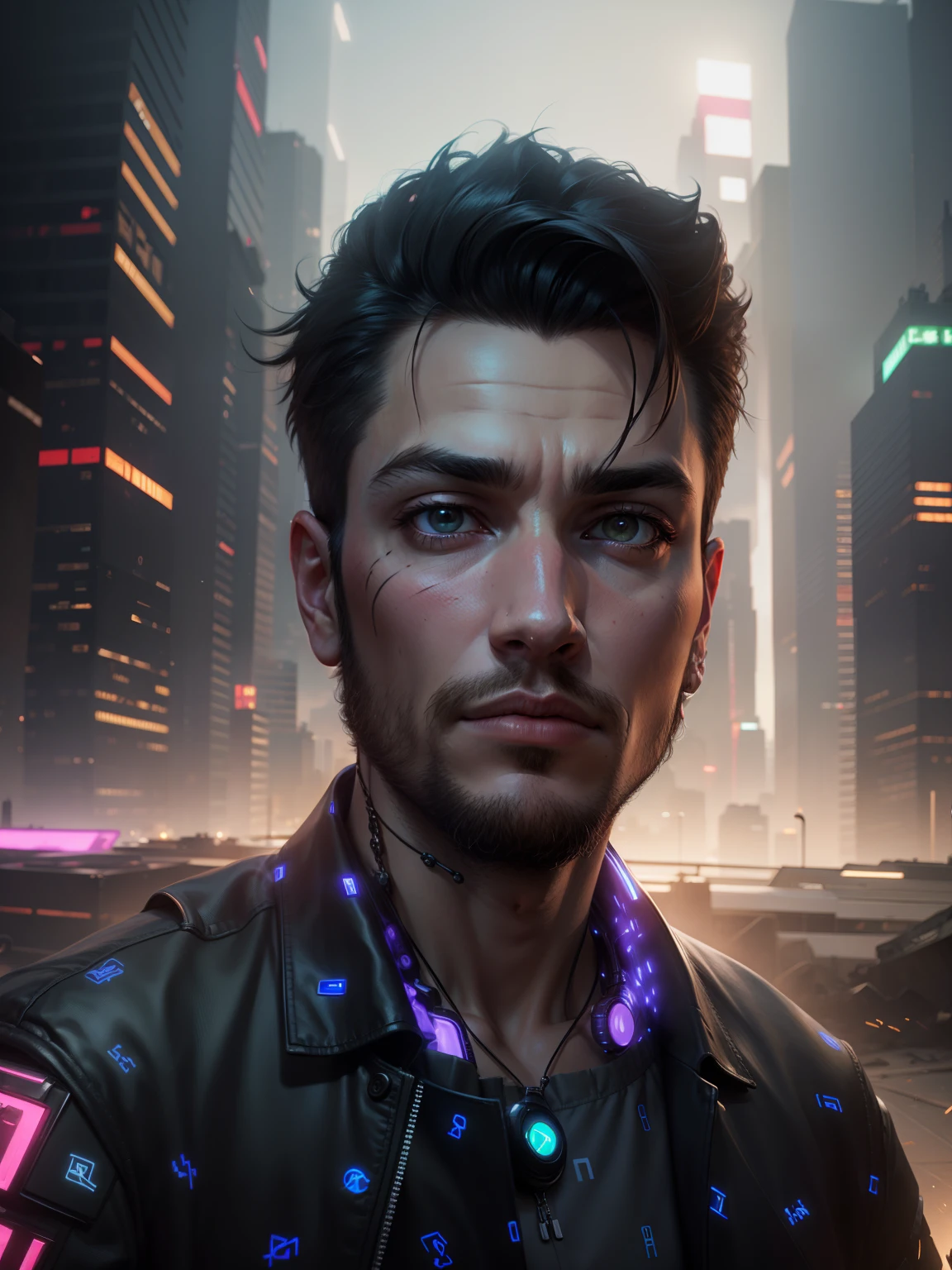 Change Background, cyberpunk, handsome boy, realistic face, 8k ultra realistic