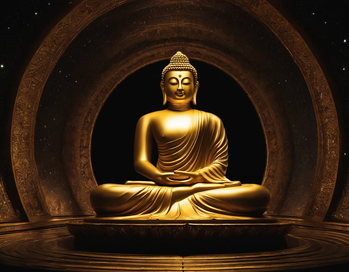 Interstellar，Endless space，The huge Maitreya Buddha statue rushed towards the huge space-time tunnel，ssee-through，depth of fields，((Masterpiece))，(Best quality))，Magnificent space image scene，surrealism, Super detail, ccurate, Best quality, hyper HD, Masterpiece, Anatomically correct, A high resolution, 16k