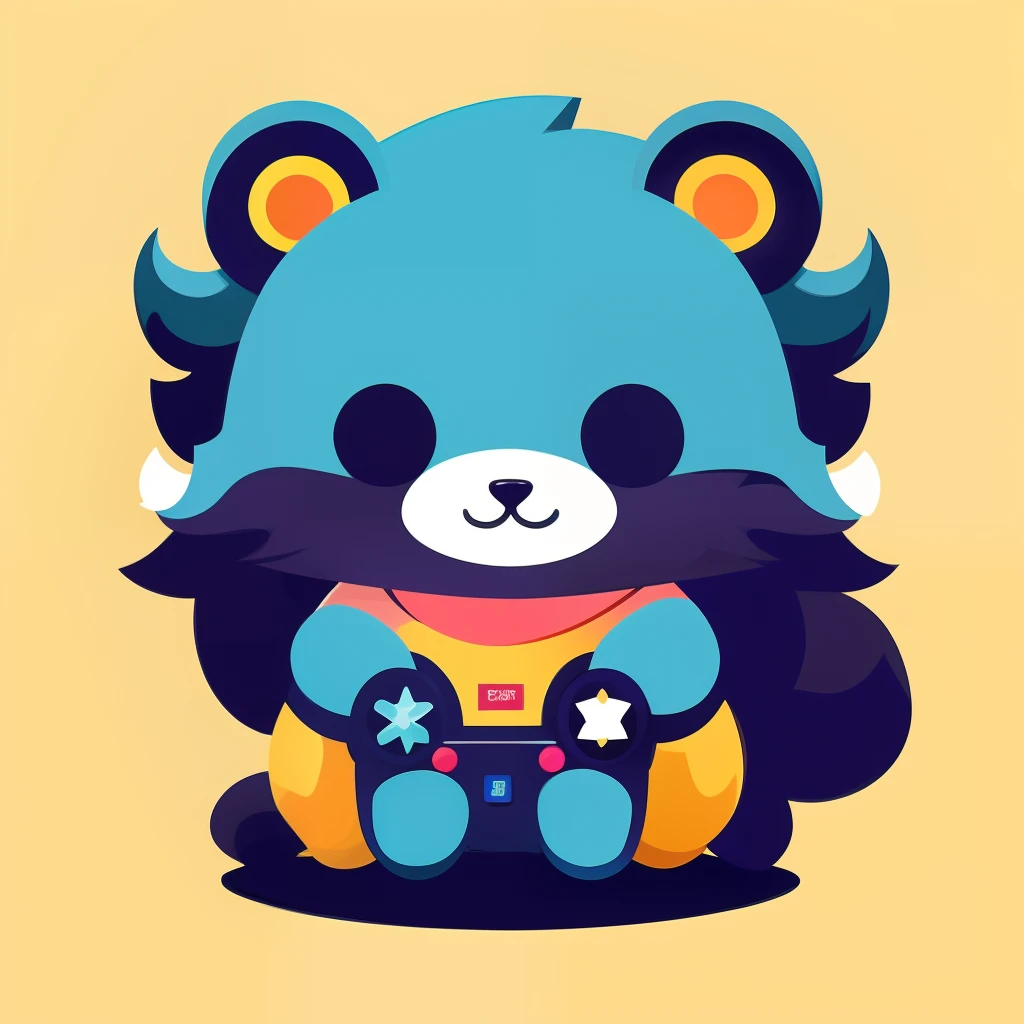 A cute mascot for a video gaming company, simple, vector art, flat design