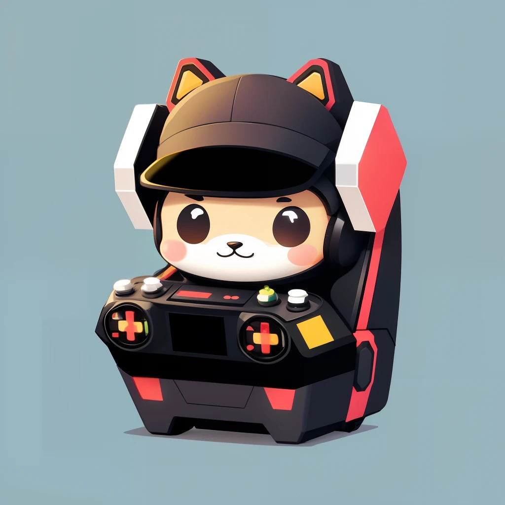 A cute mascot for a video gaming company, simple, vector art, flat design