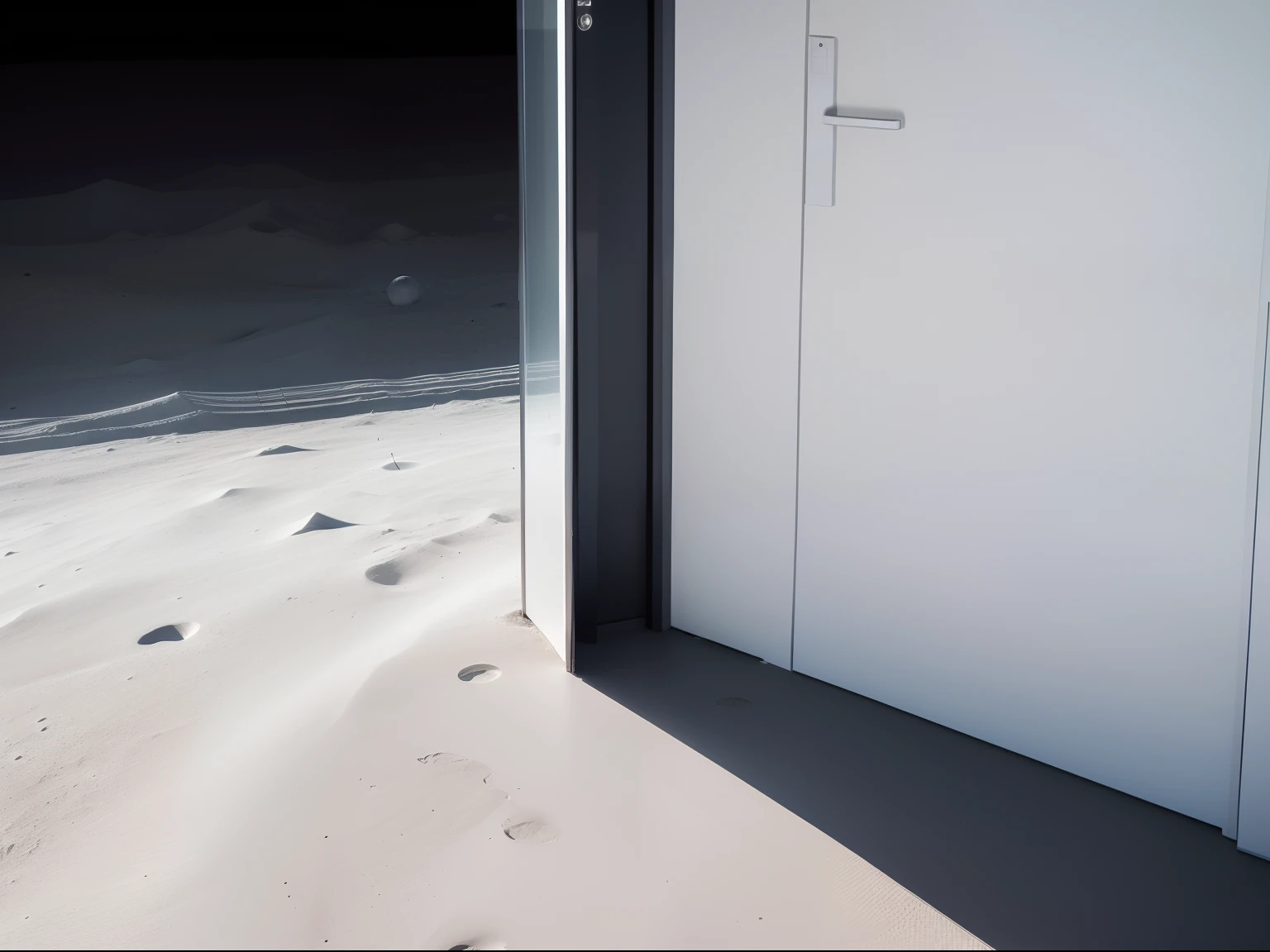 Lunar surface。Pure white door。
