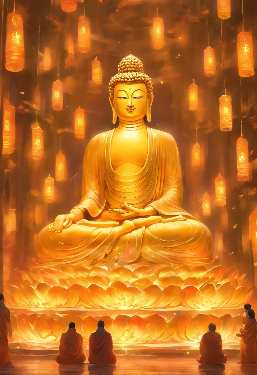 ，Meisterwerk, best quality，8K, Ultra-High-Res，In einem ruhigen Stupa，Reflexion des schwachen Morgenlichts。Eine riesige Buddha-Statue ragt hoch in der Mitte der Halle auf，Es wird zum Leben erweckt，Every detail has been meticulously carved by the artist。Die Buddha-Statue sitzt feierlich auf einem Lotussitz，An atmosphere of holiness permeates them。Das Sonnenlicht, die durch das obere Fenster eintritt, wirft gesprenkeltes Licht und Schatten，Der ganze Saal ist in Ruhe erleuchtet。

The Buddha statue is dignified，The distinctive detail makes it look real and dynamic。Buddhas Augen waren hell und leuchtend，Es scheint in der Lage zu sein, die Schwierigkeiten der Welt zu durchschauen。The meticulous hand carvings reveal the texture of the fingertips and the calm posture，Exudes a sense of detached meditation。Das goldene Gewand schimmerte sanft gegen das Licht，Es war, as if it were a splendor of heaven。

A group of devout believers gathered around the temple，Sie kamen voller Ehrfurcht, um die Buddha-Statue zu verehren，Kneel on the floor and ponder the scriptures。Her figures are shrouded in a warm glow，Der Umriss ist deutlich zu erkennen。The walls of the hall are covered with colorful prayer flags，Schaukeln Sie sanft mit der Brise，It gives the whole room a mysterious and sumptuous atmosphere。