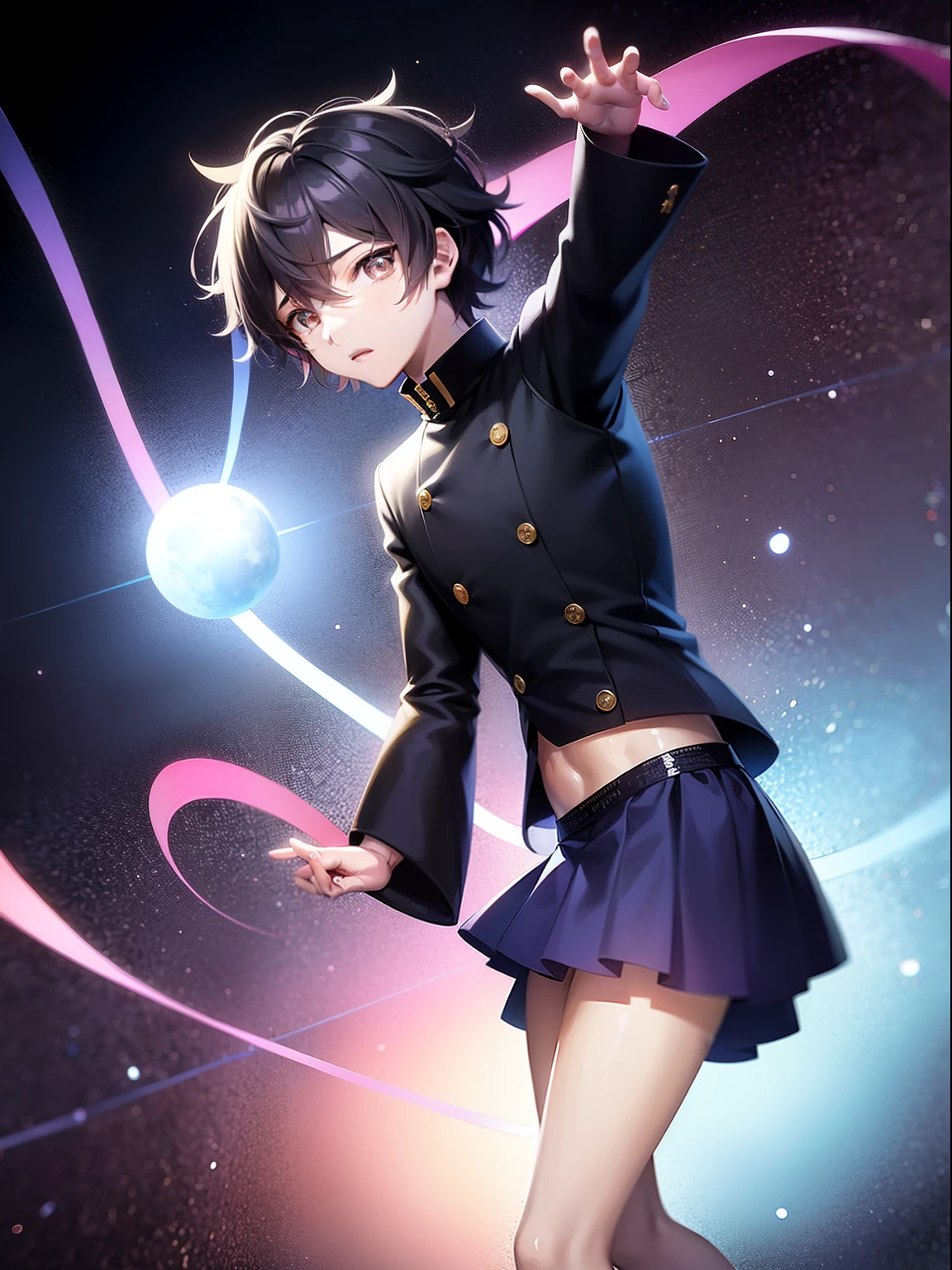 de primera calidad、Calidad de imagen superior、masterpiece、chica con((cute little、18 year old best bust、busto mediano、Busto 85,hermosos ojos azules、Pechos bien abiertos,pelo largo y negro、un delgado、Nudo medio、sujetador deportivo negro、falda corta blanca,Reflejando todo el cuerpo.、Guantes perforados negros、perspiration、Cara cansada、Salpicaduras de sudor、Todo cuatros、emphasis on the buttocks))alta calidad、hermoso arte、Fondo con((casa club、blue lighting、Purple Laser Illumination、Red Laser Illumination,Yellow Laser Illumination,Club de fitness、la noche、Mundos virtuales)),mesa、Elaborate design、visualart、profundidad de campos、la mejor iluminacion、highest detailed、8k,super delicate