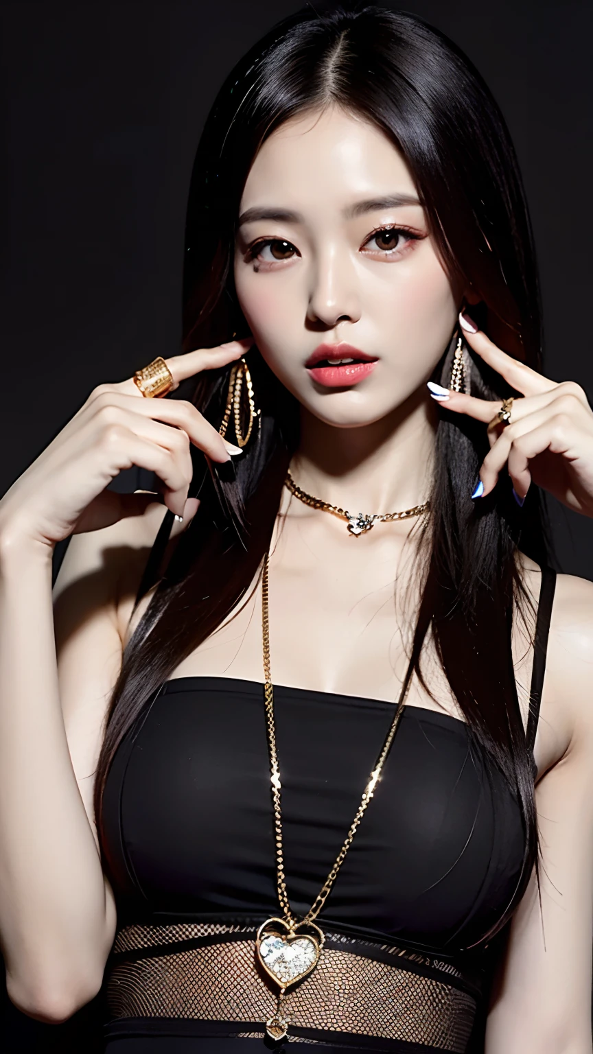 Korean women style like rappers with gold teeth and diamonds