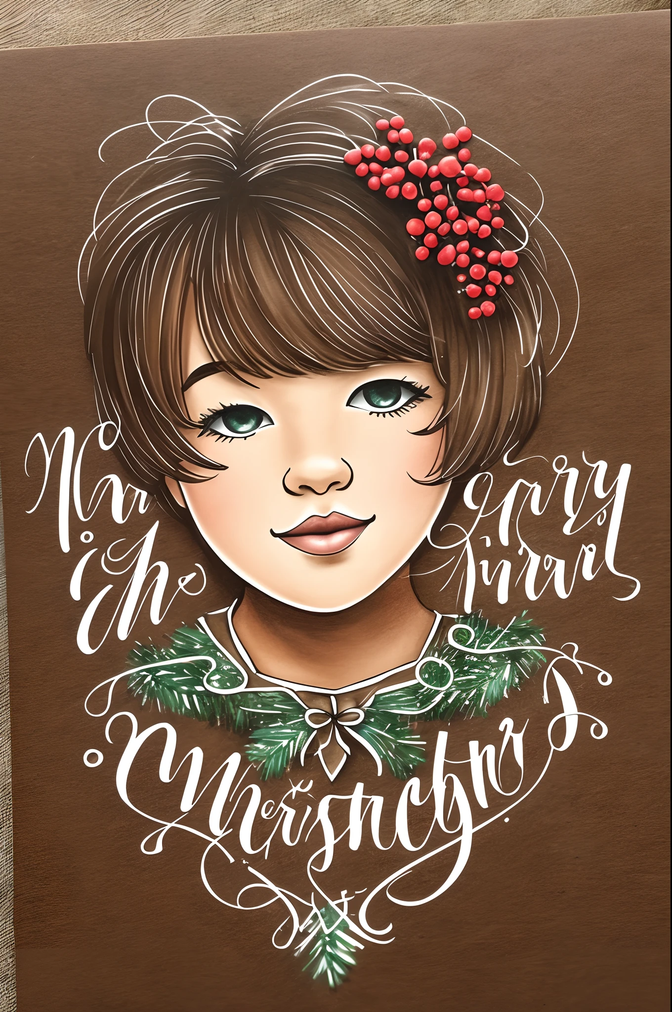 Merry Christmas Calligraphic Lettering --auto --s2
