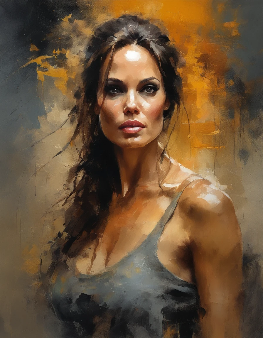 full body, oil painting, heavy brushstrokes, paint drips, a breathtaking portrait of Angelina Jolie as Lara Croft, Tomb Raider, perfect symmetric eyes,
gorgeous face, by Jeremy Mann, Carne Griffiths, Robert Oxley, rich, deep colors,
layered image shaded by cells, golden ratio, award winning, professional,
highly detailed, intricate, volumetric lighting, gorgeous, masterpiece, sharp focus,
depth of field, perfect composition, award winner, artstation,
acrylic painting, pixiv fanbox trends, palette knife and brush strokes, 16k hi-res, uhd