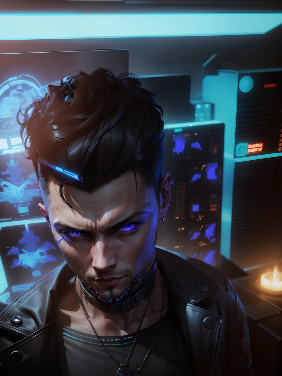 Change background, cyberpunk, realistic face, avatar, handsome boy, 8k