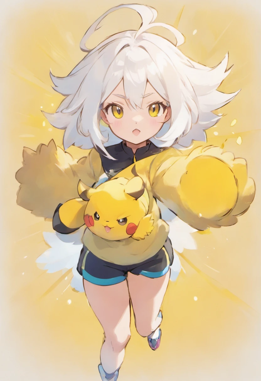 White-haired, golden-eyed pokémon trainer