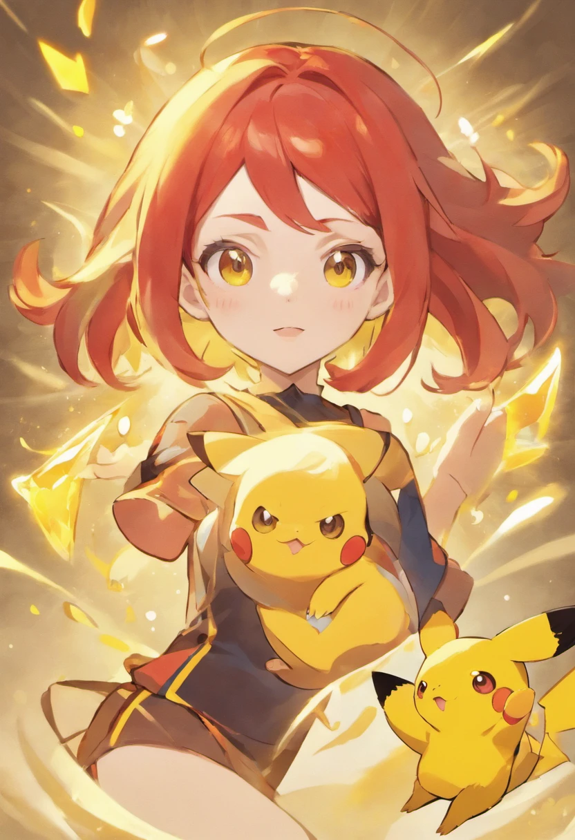 Red-haired, golden-eyed teen pokémon trainer