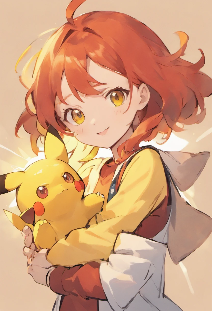 Red-haired, golden-eyed pokémon trainer
