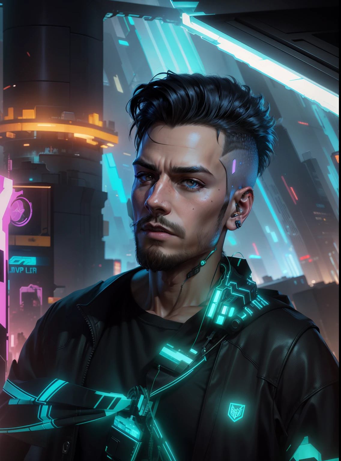 Change background, cyberpunk, realistic face, avatar, handsome boy, 8k