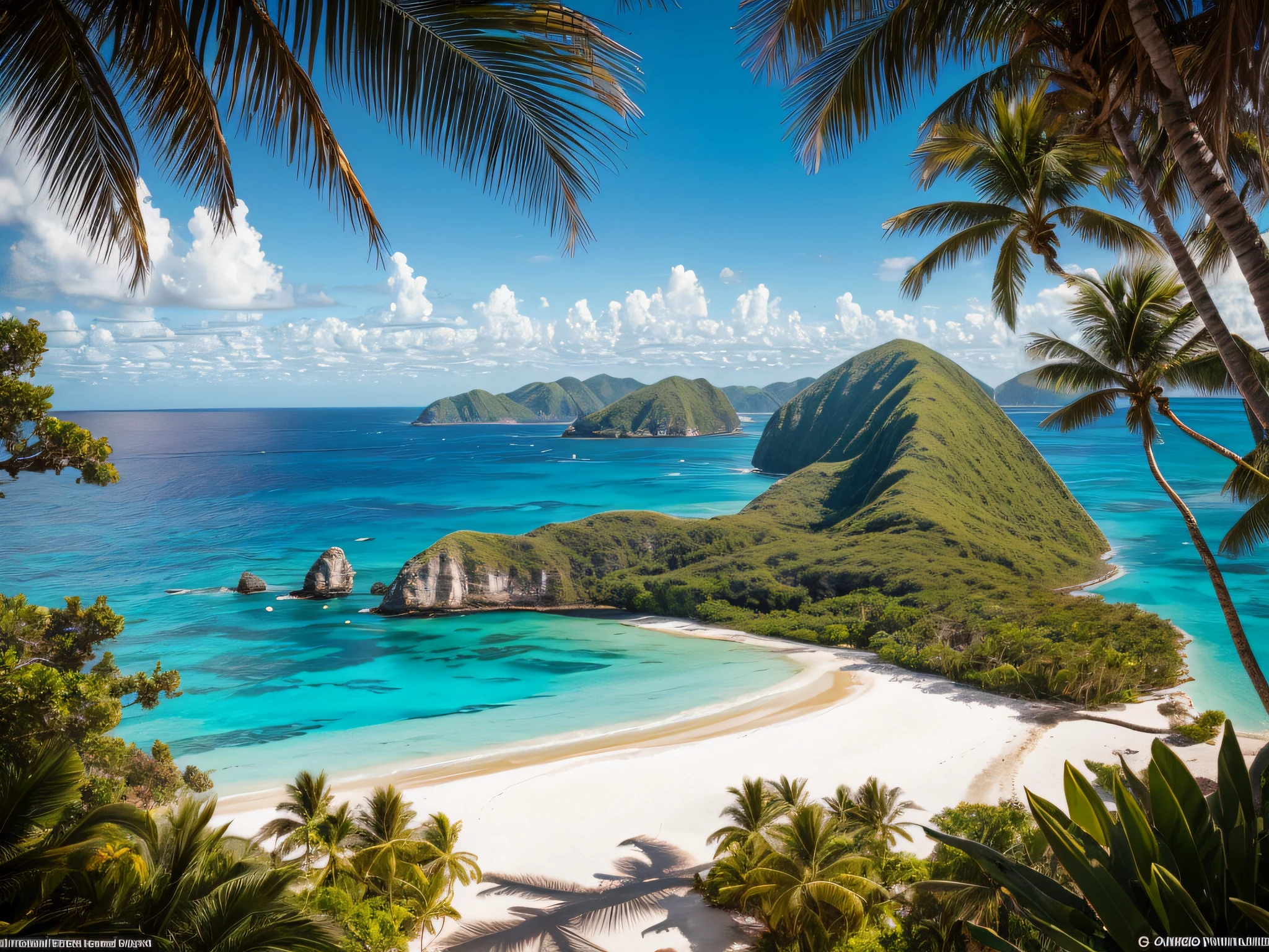 one half of island is sand, rock, arid, no trees, red fire, dark, cold air, best quality, ultra-detailed, realistic, vivid colors, studio lighting, HDR, 8k, masterpiece:1.2, the remaining half of the island, long luscious rainbow-colored sunshine, shining silver horn, beautiful butterfly wings, surrounded by blooming flowers, ethereal and magical atmosphere, fantasy art, dreamlike scenery, soft and warm color tones, (best quality, 4k, 8k,highest, masterpiece:1.2), ultra-detailed,(realistic, photorealistic, photo-realistic:1.37), HDR, UHD, studio lighting, ultra-fine painting, sharp focus, physically-based rendering, extreme detail description, professional, vivid colors, bokeh, wide angle shot , secluded, peaceful, tropical, serene, clear blue sky, crystal clear water, golden sand beach, swaying palm trees, coconut tree, seashells, coral reefs, sparkling ocean surface, lush green vegetation, rock formations, isolated paradise, island breeze, solitude, castaway, vibrant flora and fauna, uninhabited, untouched nature, tranquil waters, turquoise sea, gentle waves, luxuriant tropical rainforest, striking sunset, distant horizon, endless ocean, breathtaking beauty, natural serenity, arid landscape, desolate haven, pristine environment, natural escape, untamed beauty