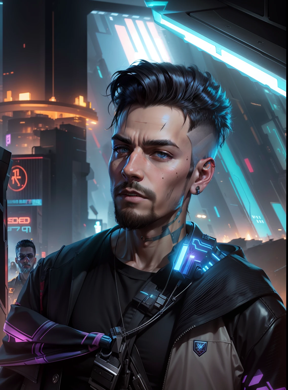 Change background, cyberpunk, realistic face, avatar, handsome boy, 8k