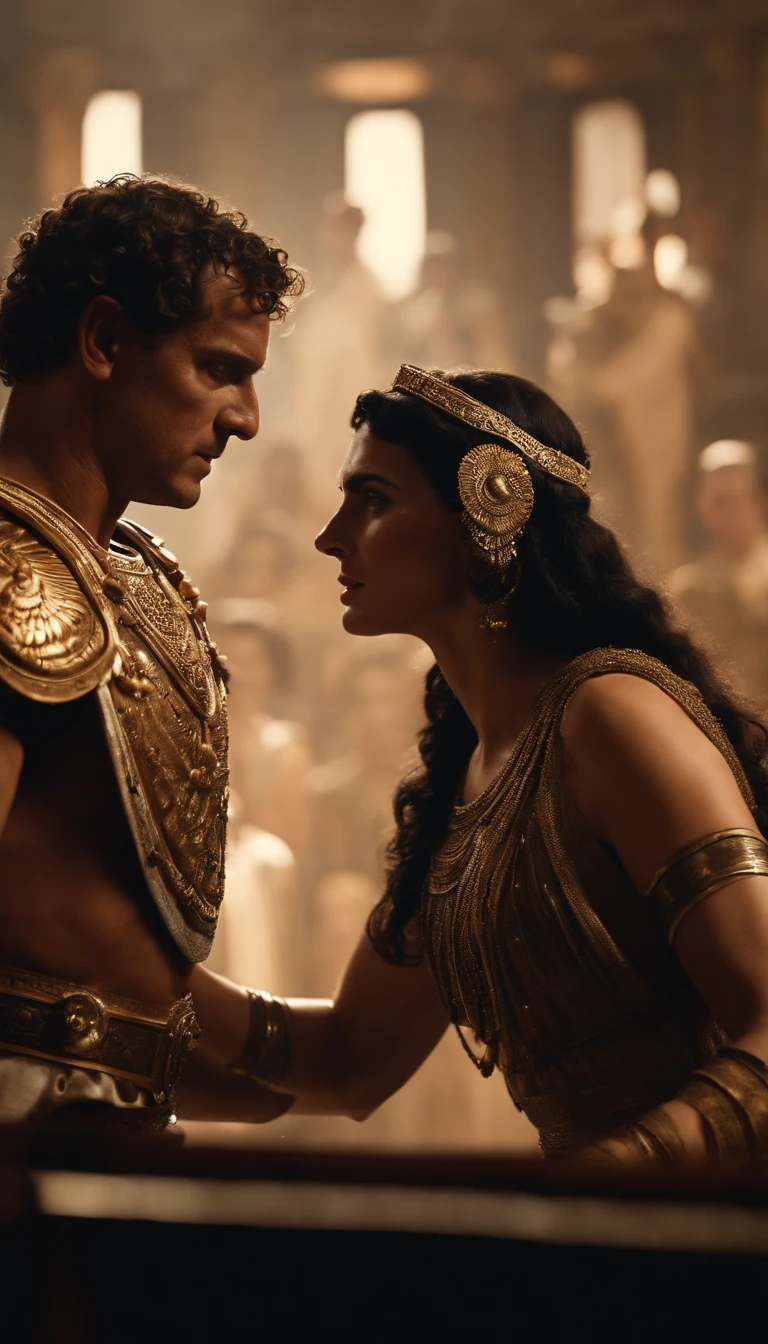 Cleopatra and Mark Antony battling together in the Actium Cow