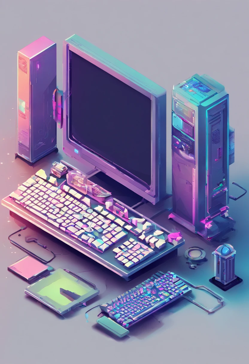 BANNER Hardware and software computer technology background Isometric elements