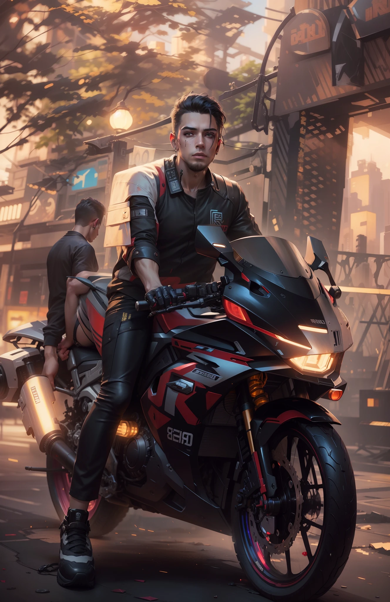 Change background cyberpunk handsome boy, realistic face, 8k, ultra realistic and don’t change my face with oil paint