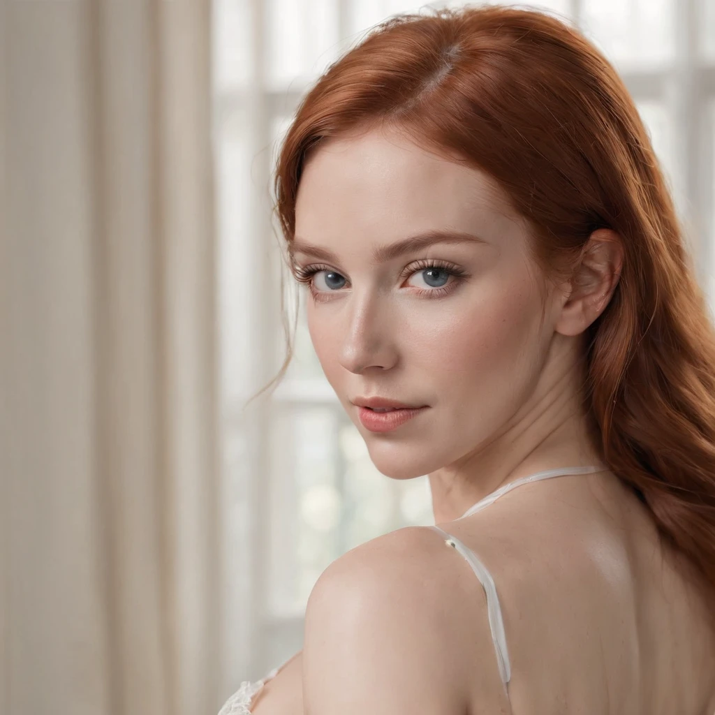 ass portrait of a beautiful woman in sexy black lingerie, ((ginger hair: 1.2)). (white skin: 1.5) Brazil string, balconette bra, luxury underwear, dark room with a window, window light, natural tits, skinny but toned body, tiny ass tight body, tanned body, ginger hair, blue eyes, necklaces, jewelry, detailed skin, detailed face, 5 fingers, full body, head to feed,ass portrait, from behind, back view, photography, realistic, photo-realistic, hyperrealism , 8k, highly detailed, High detail RAW color art, diffused lighting , cinematic lighting, romantic lighting,