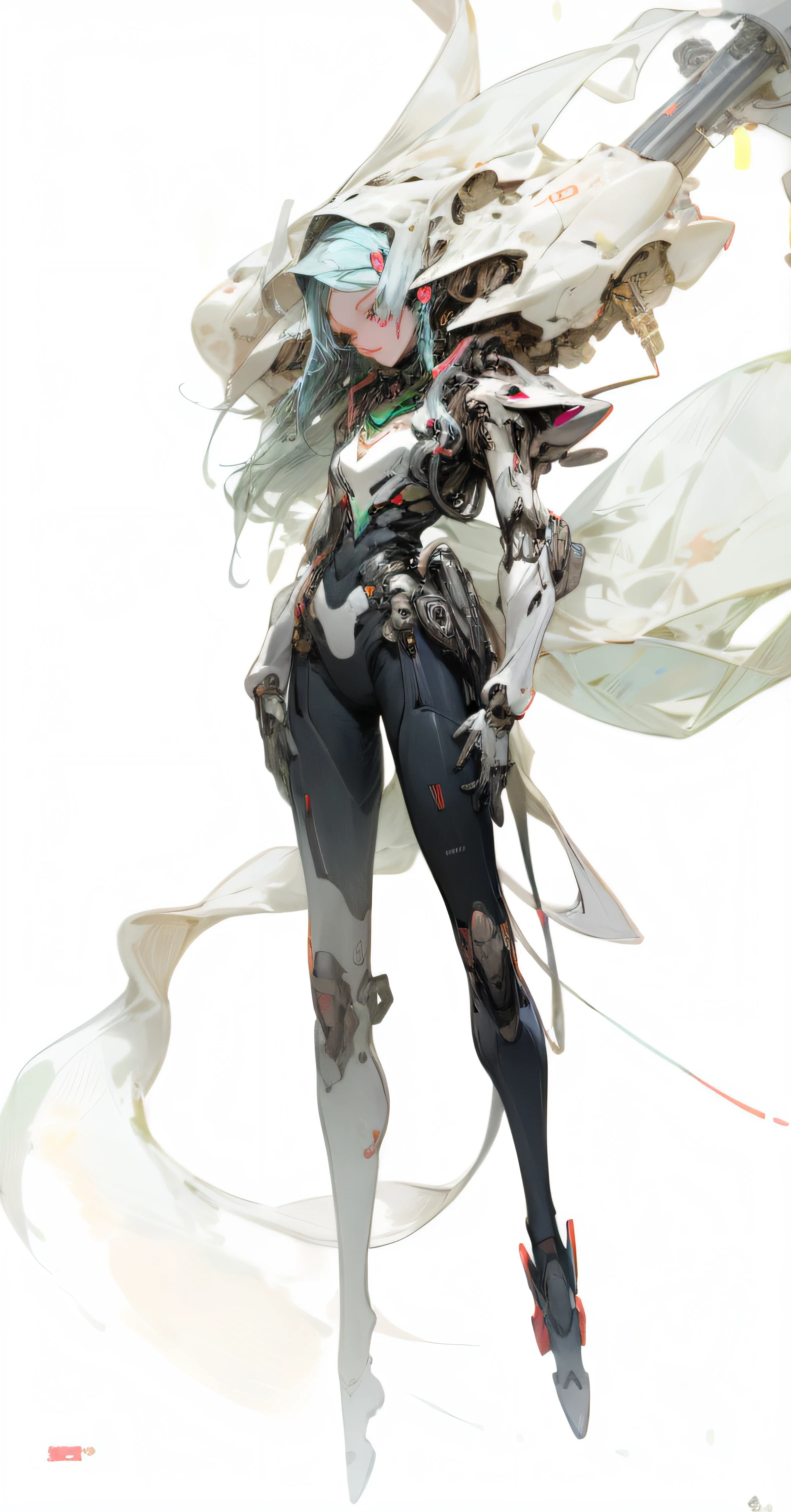 sci-fi fox girl,fox girl,metallic texture,shiny silver armor,glowing neon lights,sci-fi theme,colorful futuristic background,masterpiece:1.2,ultra-detailed,realistic:1.37,portraits,cool blue color tone,stunning lighting,full body,perfect body