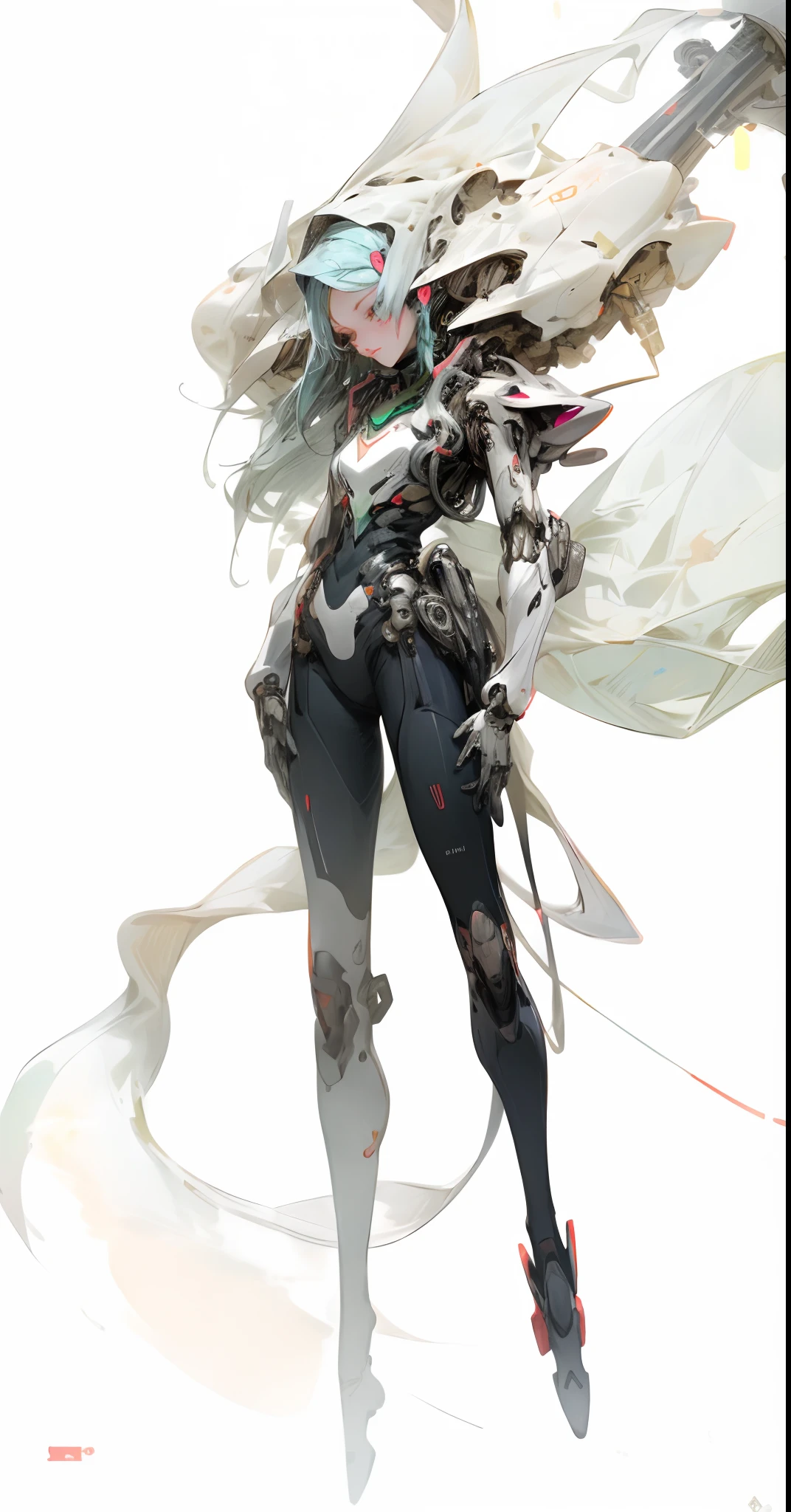 Top quality, Masterpiece, 超高分辨率, ((Photorealistic: 1.4), RAW photo, 1 Cyberpunk android girl, ((Portrait)), Glossy glossy skin, (hyper realistic detailed)), Clear plastic covers mechanical limbs, Tubes attached to mechanical parts, Mechanical vertebrae attached to the spine, mechanical cervical attachment to the neck, wires and cables connecting to head, Evangelion, ((Ghost in the Shell)), Luminous small light, globalillumination, Deep shadows, Octane rendering, 8K, ultrasharp, metal, Intricate Ornament Details, baroque detailed, very complex details, Realistic light, CGSoation trend, Facing the camera, neon light detail, (Android manufacturing plant in the background), art by H.r. Giger and Alphonse Mucha.