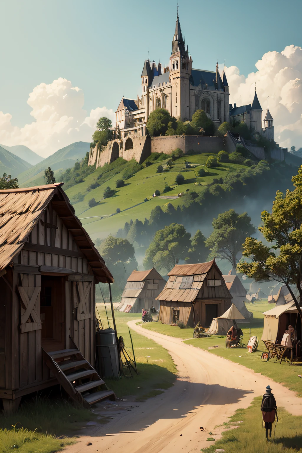 Image of a pre-revolutionary France, com camponeses trabalhando nos campos