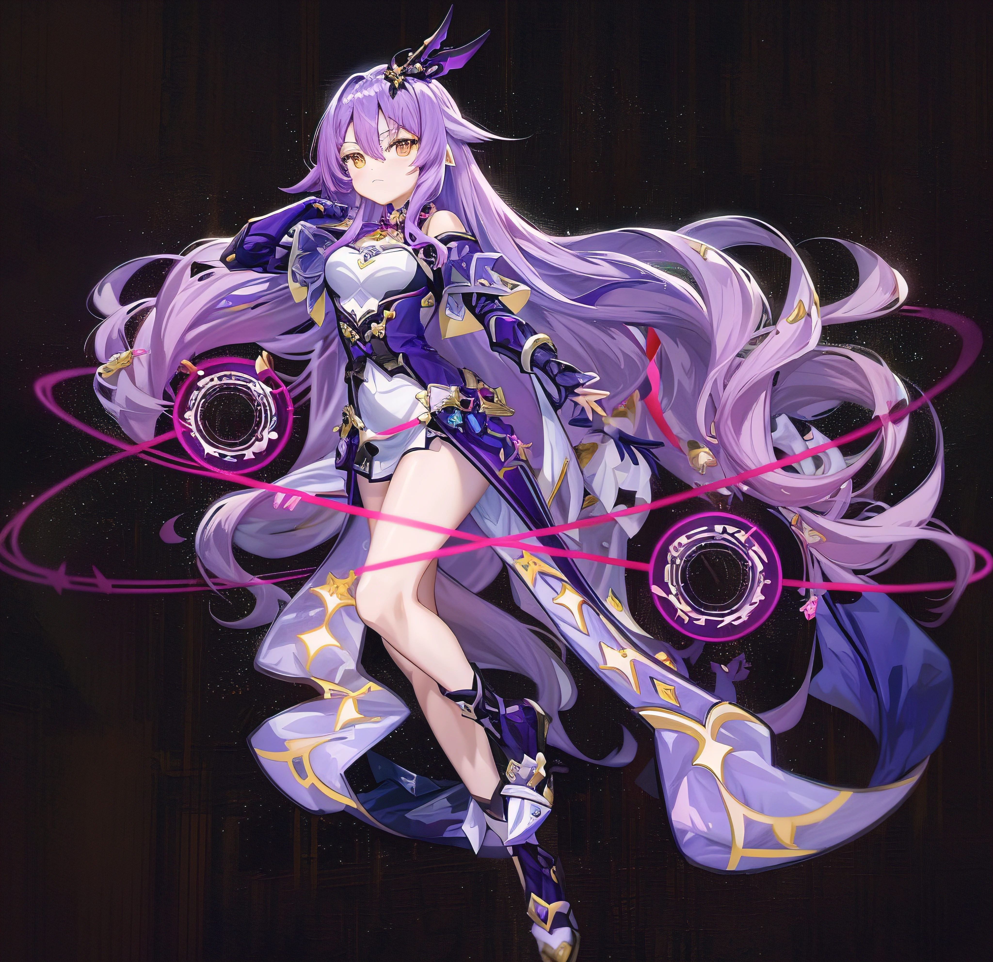 Women with long purple hair and purple dresses, ayaka genshin impact, keqing from genshin impact, knights of zodiac girl, ayaka game genshin impact, zhongli from genshin impact, Arcane Art Style, Official Character Art, Knight portrait of a zodiac girl, Genshin Impact characters, Duelyst's style, Aura of Darkness
